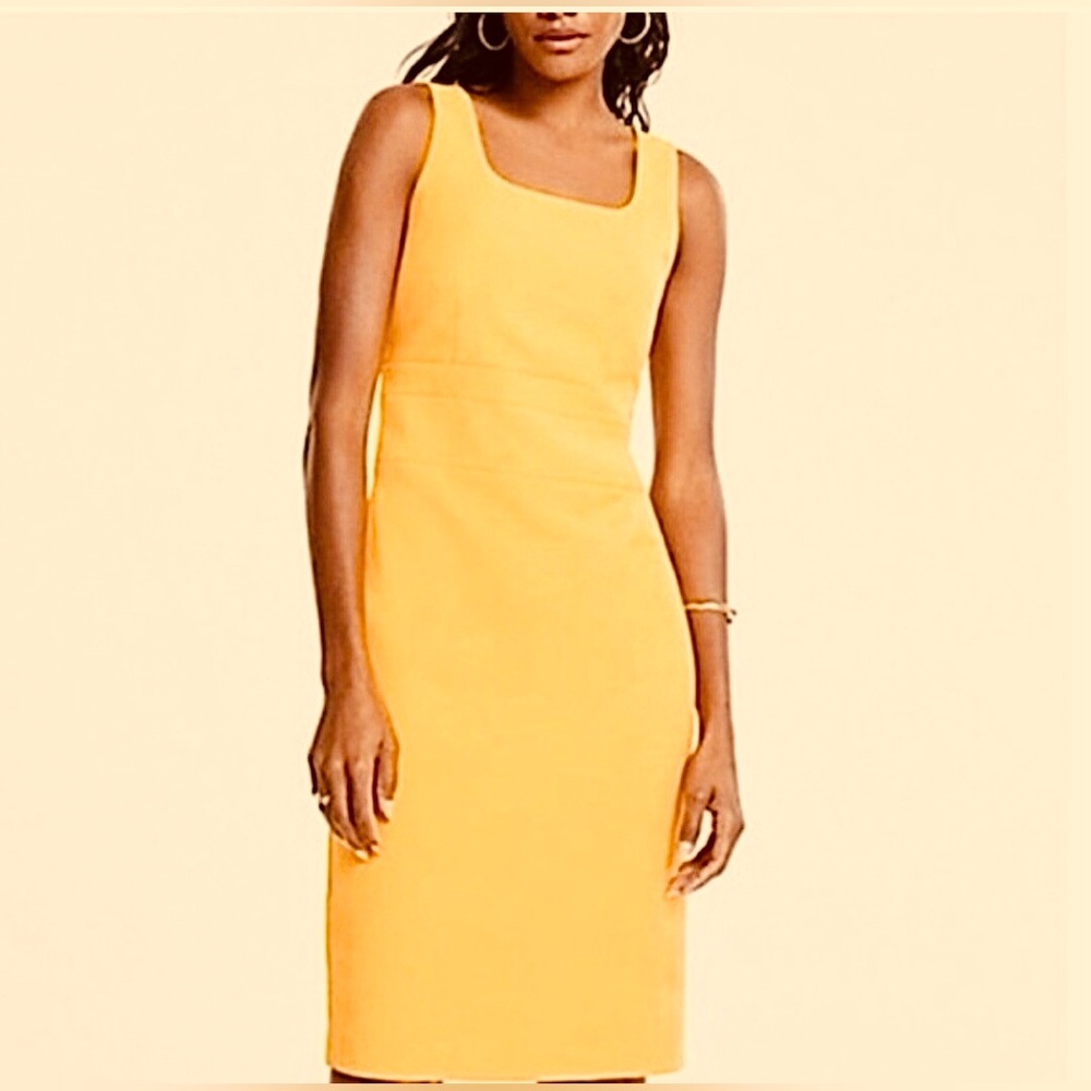 🎉Host Pick🎉NWT Ann Taylor Yellow Sheath Midi Dress